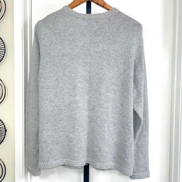 Urban Works Womens Angora Blend Vintage Beaded Cardigan Sweater - Gray, Size 1X - Picture 2 of 7